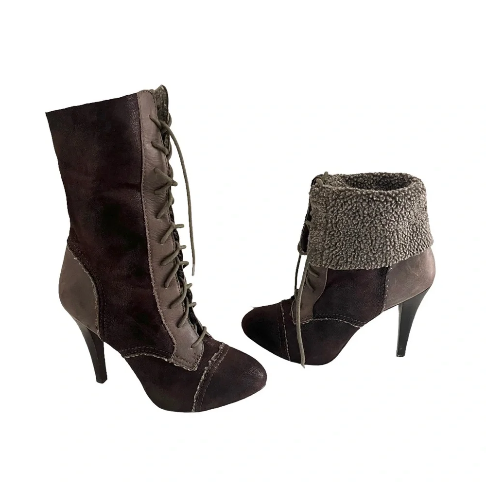 Max Studio Shearling Lace up Boots - Picture 3 of 15